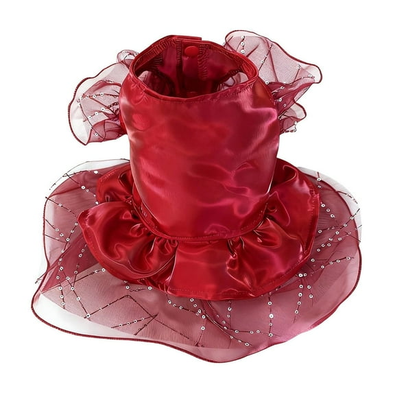 Fasiaou Spring Summer Pet Wedding Dresses and Party Outfits for Small Medium Sized Dogs Festive Apparel for All Kinds of Celebrations,Red