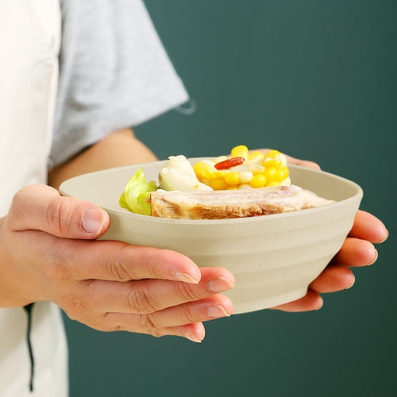 Fasiaou Square Wheat Straw Bowl Sets, 1 Pc Unbreakable Cereal & Salad Bowls, Microwave & Dishwasher Safe, Alternative to Plastic, Beige