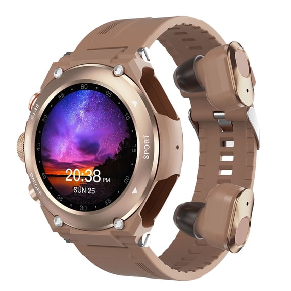 Fasiaou T92 Smartwatch With Earbuds MP3 Bluetooth Earphones 3-in-1 1.28-inch Smartwatch With Built-in Wireless Earbuds Speaker Circular Fitness Music Mothers Day Gifts for Mom