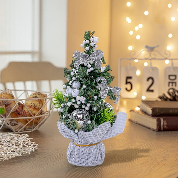 Fasiaou Tabletop Christmas Tree, 7.87in/20CM Artificial Mini Xmas Pine Tree,Yule Tree Decor, Mini Yuletide Tree for Home and Indoor Decoration,Bring Merry Christmas, Decorative Ball, Gift Packages