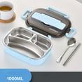 thumbnail image 1 of Fasiaou Thermal Insulation Bento 3 Cells Lunch Box Tableware Set Portable Bento Box with Spoon and Chopstick Stainless Steel for Office Picnic Gift, 1000ml, 1 of 4