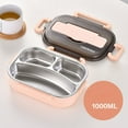 thumbnail image 1 of Fasiaou Thermal Insulation Bento 3 Cells Lunch Box Tableware Set Portable Bento Box with Spoon and Chopstick Stainless Steel for Office Picnic Gift, 1000ml, 1 of 4