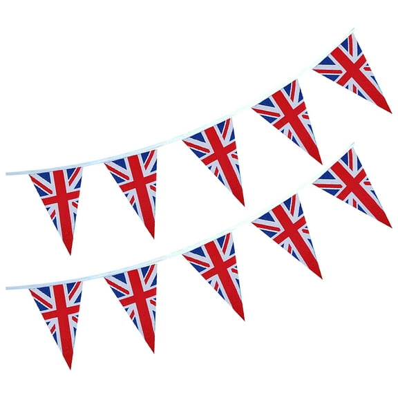 Fasiaou Union Jack String Pennant Flags, Small Triangle UK Great Britain Flag Bunting Banner for 2026 World Cup- Double Sided for Soccer Party Decoration,B