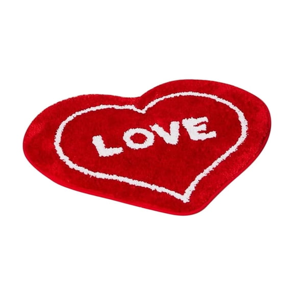 Fasiaou Valentine Day Bath Rug Red Pink Heart Shape Tufted Bath Mat Non Slip Shower Rugs Front Door Mat Carpet Floor Rug for Home Kitchen Living Room Bedroom Bathroom Decor,Red