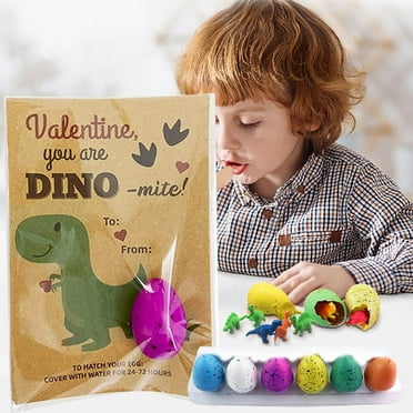 Fasiaou Valentines Day Gifts for Kids, Valentines Day Cards with Hatching Dinosaur Eggs, Funny Dinosaur Valentine Exchange Cards for Boys Girls School Class Classroom,Easter Party Present (12Pcs)