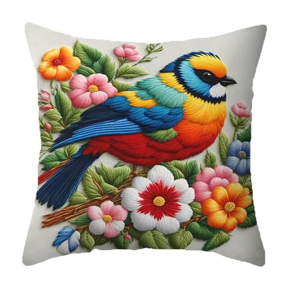 Fasiaou Vintage Bird and Flowers Decorative Throw Pillow Cover- Vintage Flower Gift Art Farmhouse Cushion Pillowcase for Sofa Couch Bed Outdoor Living Room Home Decor,D