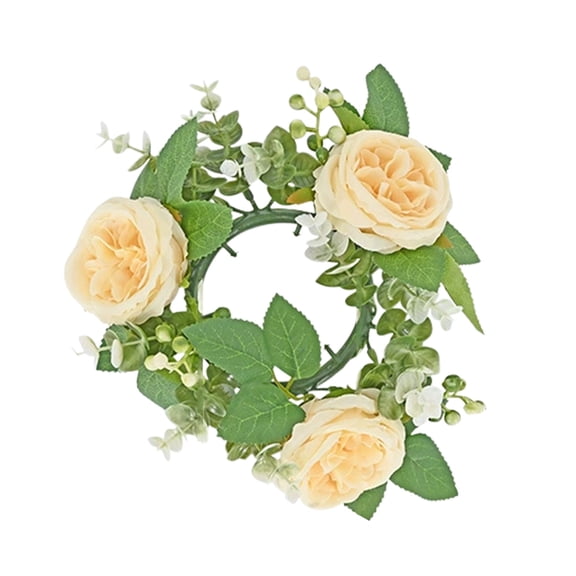 Fasiaou Wedding Candle Rings, Artificial Rose,Wreaths 3 Inch Center, Wedding Decorations Table Centerpiece, Candle Rings for Home Party Table Decor,Orange