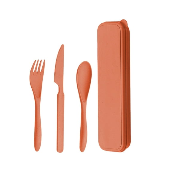 Fasiaou Wheats Straw Knife Fork and Spoon Cutlery Set Special Outdoor Travel Portable Three Piece Set, Kitchen Organization Essentials, Kitchen Gadgets, Kitchen Utensils(Orange)