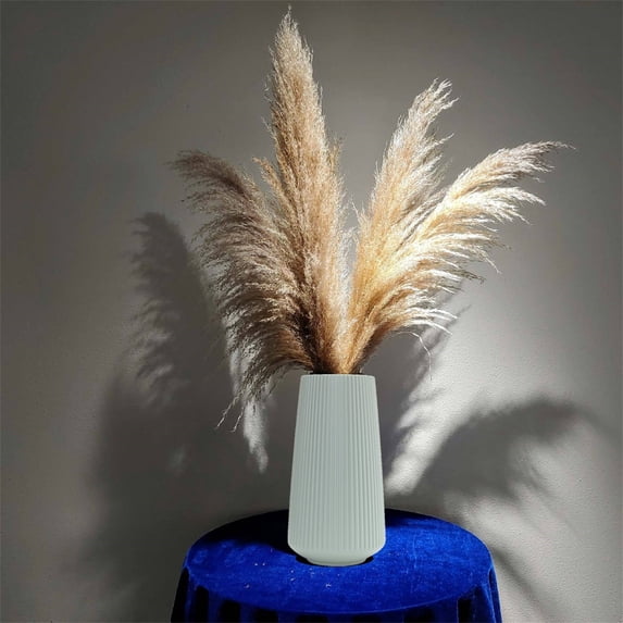 Fasiaou White Flower Vase, Minimalist Decor, Modern Home Decorative Vase, Small Pampas Grass Vases For Kitchen, Bedroom, Office, Living Room, Bathroom, Shelf Centerpiece Table Decorations(12 in)