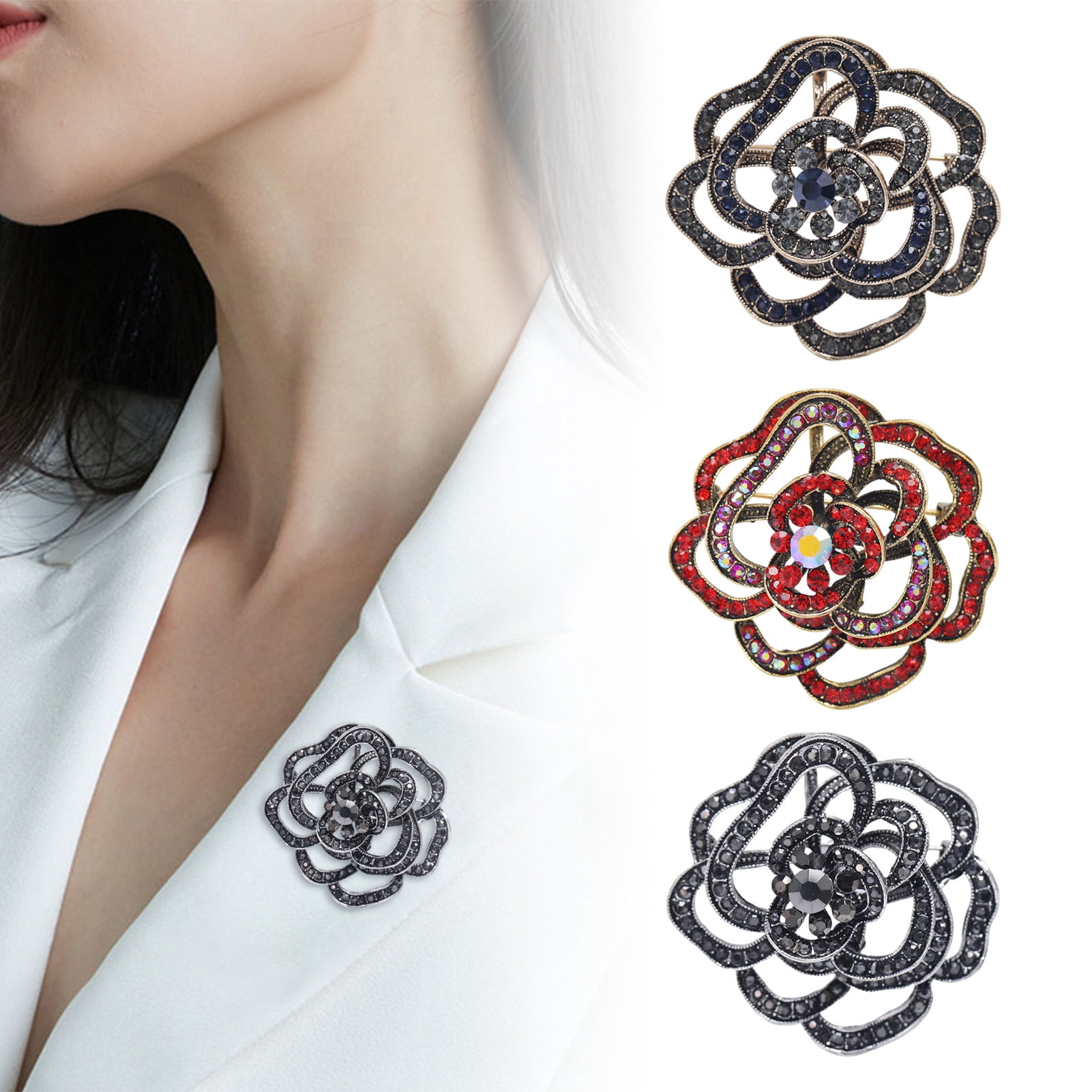 Prom Brooch Fasijew Brooch Pin Hollow Floral Brooch Hollow Flower Shape Women ...