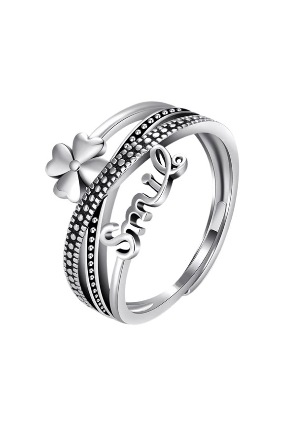 Finger Ring Party Ring Skin-Touch Korean Style 4 Leaf Clover Ring Open Ring Geometric Multi Layer Open Design Comfortable to Wear Style Decoration