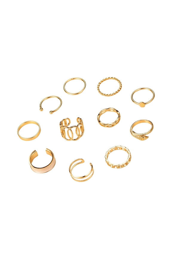 Ring Set Hollow Out Rings Hollow Out Multi Shapes Twisted Polished Smooth Alloy Adjustable Open Ring Stackable Commute Women Ring Set