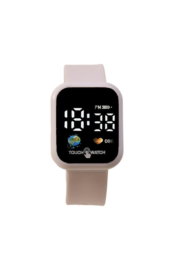 Sporty Watch Square Dial Watch Earth Design Sport Watch Square Dial Touch Screen Big Number LED Digital Watch Silicone Wristband