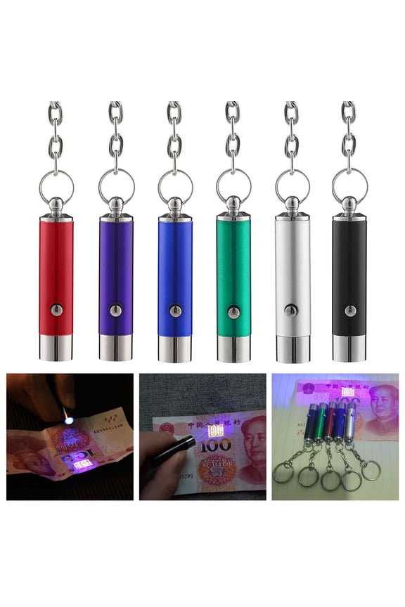 UV Flashlight Keychain Black Light Keychain UV Keychain Mini Operated Portable Multifunctional Black Lamp Torch Key Ring Backpack