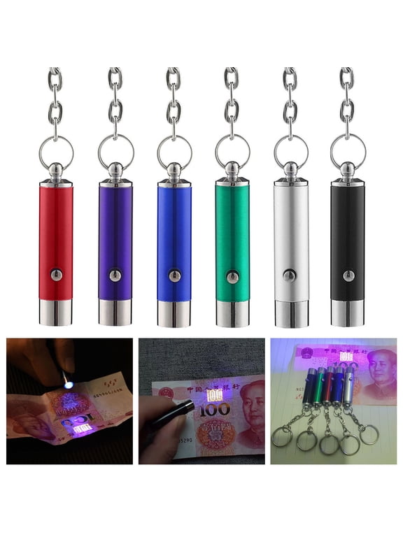 UV Flashlight Keychain Black Light Keychain UV Keychain Mini Operated Portable Multifunctional Black Lamp Torch Key Ring Backpack