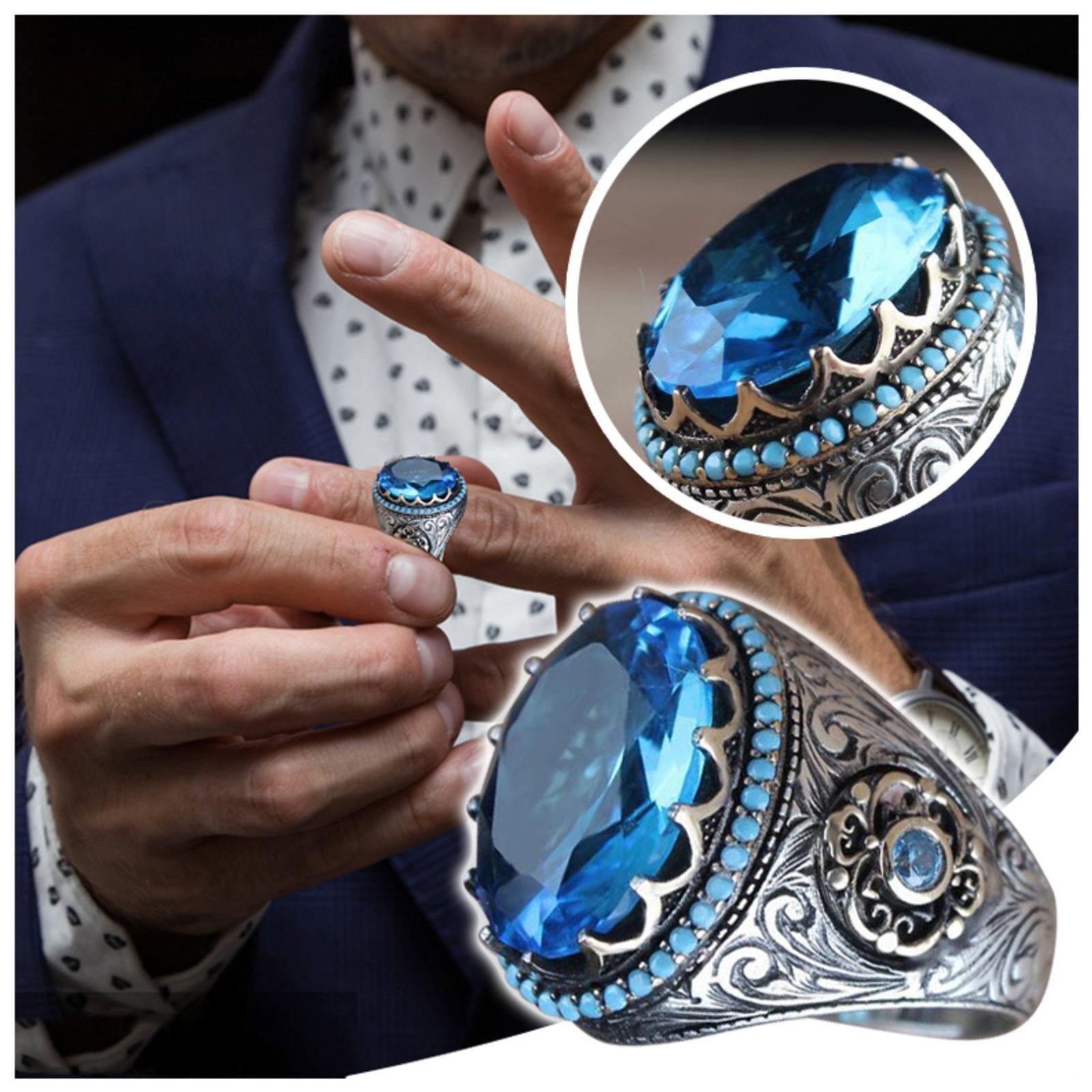 Larimar Ring, Larimar Jewelry, Gemstone Rings, Sterling Silver Jewelry,  Silver Rings for Women – MYONO JEWELRY