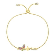 Fasjewly 14K Gold Plated Butterfly Bracelet,Adjustable Mom Bracelet Link Mothers Day Gifts for Women Mom