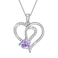 thumbnail image 1 of Fasjewly 18K White Gold Plated Heart Necklace for Women,CZ Heart June Alexandrite Birthstone Pendant Jewelry Gift for Wife Mom Girlfriend,Valentine's Day Mother's Day Birthday Anniversary Gift, 1 of 10