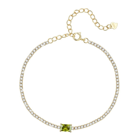 Fasjewly 925 Sterling Silver Birthstone Tennis Bracelets,Dainty Simple Zircon Birthstone Bracelet, Jewelry Gifts for Women Girls Wife Mom-August