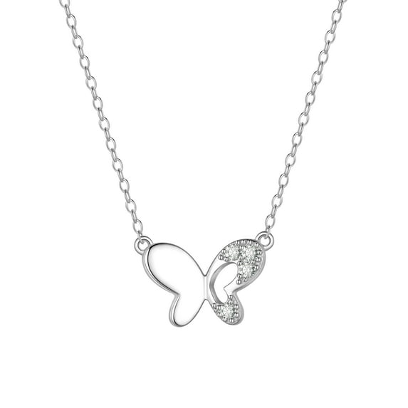 Fasjewly 925 Sterling Silver Butterfly Necklace,Cute Dainty Butterfly Pendant Necklaces for Women