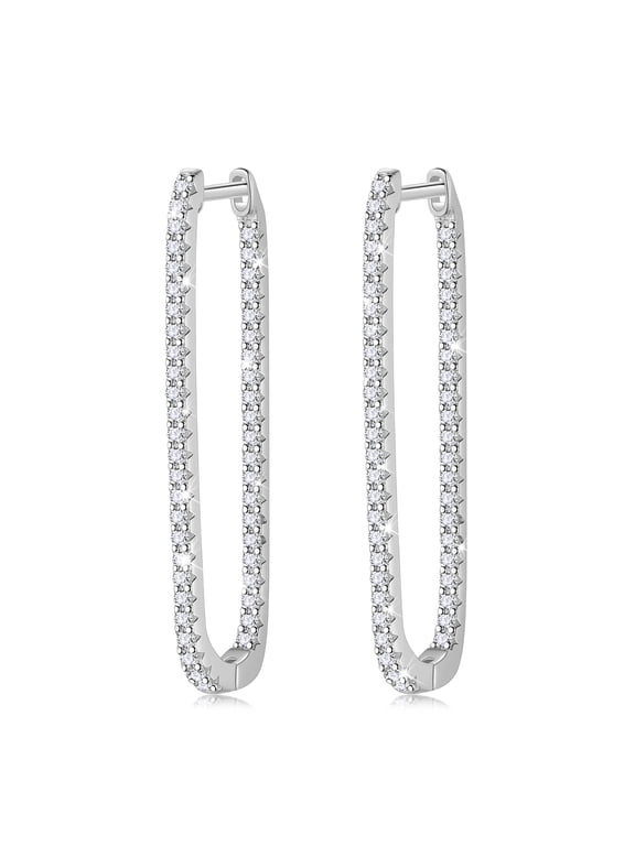 925 Sterling Silver Hoop Earrings,CZ Crystal Earrings,Fine Jewelry Anniversary Birthday Christmas Gifts for Women