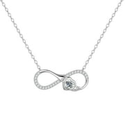 Fasjewly 925 Sterling Silver Infinity Necklace,Love Heart Pendant Necklace Jewlery Gifts for Women