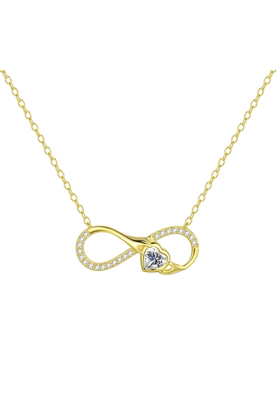 925 Sterling Silver Infinity Necklace,Love Heart Pendant Necklace Jewlery Gifts for Women