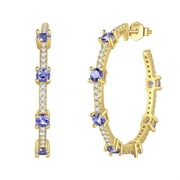 FASJEWLY Birthstone Hoop Earrings,14k Gold Plated 925 Sterling Silver Earrings Studs Cubic Zirconia Jewelry Gifts for Women-December