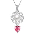 thumbnail image 1 of Fasjewly Flower Natural Pearl Necklace,925 Sterling Silver Heart Birthstone Pendant Necklace Birthday Anniversary Christmas Jewelry Gifts for Women / Wife / Lovers, 1 of 12