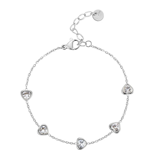 Fasjewly Gemstone Heart Bracelet,Dainty Heart CZ Charm Bracelet Jewelry Gifts for Women Girls
