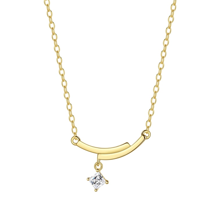 Fasjewly Gold Cute Danity Bar Necklace,Sterling Silver