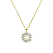 Fasjewly Gold Cute Necklace,Sterling Silver Dainty Round CZ Pendant Necklaces for Women