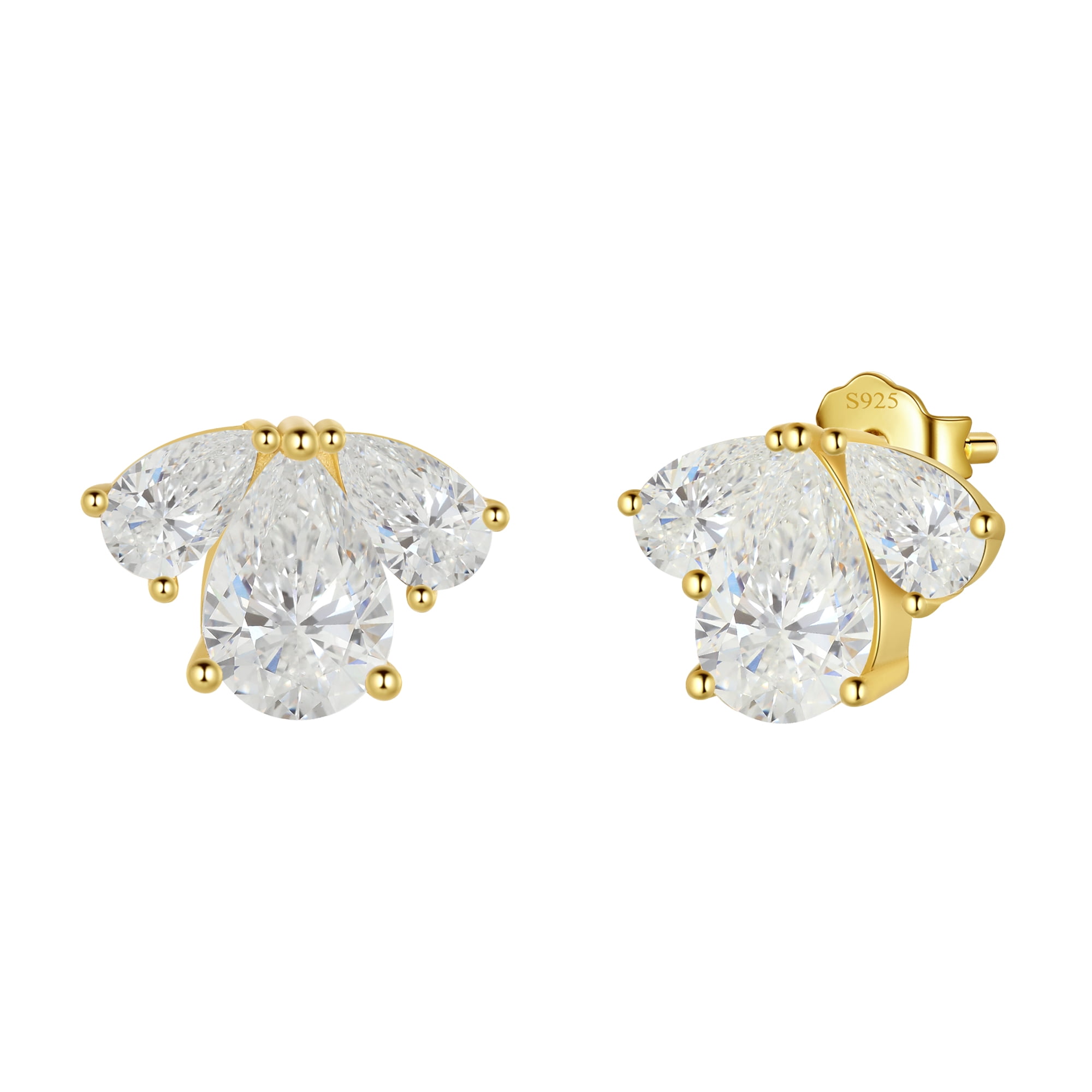 Butterfly Stud Earrings For Women – Gold/Silver Rhinestone & Cubic Zirconia, Cute Bow Design