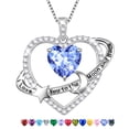thumbnail image 1 of Fasjewly I Love You to The Moon and Back Necklace,S925 Sterling Silver Heart Birthstone Necklace, Moon and Star Pendant Necklace Christmas Birthday Anniversary Jewelry Gifts for Women / Wife /Mom, 1 of 11