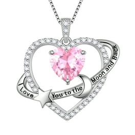 Mother Daughter Heart Necklaces with Moon and Cubic Zirconia Stars Sterling Silver Mother Daughter Heart Necklaces with Moon and Cubic Zirconia Stars Sterling Silver