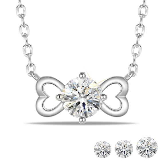 Fasjewly Lab Grown Diamond Necklace for women,1/5 Carat Round Cut 18K White Gold Plated Heart-Link Pendant Necklace Jewelry Gift for Women Birthday Anniversary
