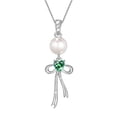thumbnail image 1 of Fasjewly S925 Sterling Silver Birthstone Necklace for Women,Pearl Bow Pendant Necklace with CZ Birthstone,Jewelry Gift for Her Wife Mom Girlfriend,Birthday Mother’s Day Christmas Gift, 1 of 10