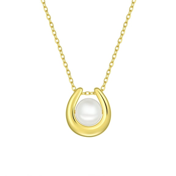 Fasjewly Sterling Silver Pearl Necklace,Handmade Dainty Pearl Chain Pendant Necklace Jewelry Gift for Women