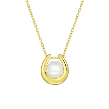 Fasjewly Sterling Silver Pearl Necklace,Handmade Dainty Pearl Chain Pendant Necklace Jewelry Gift for Women