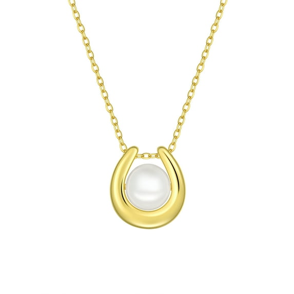 Fasjewly Sterling Silver Pearl Necklace,Handmade Dainty Pearl Chain Pendant Necklace Jewelry Gift for Women