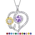 thumbnail image 1 of Fasjewly Sunflower Heart Neckalce,925 Sterling Sliver Birthstone Pendant Flower Necklace Birthday Anniversary Christmas Jewelry Gifts for Women-June, 1 of 11