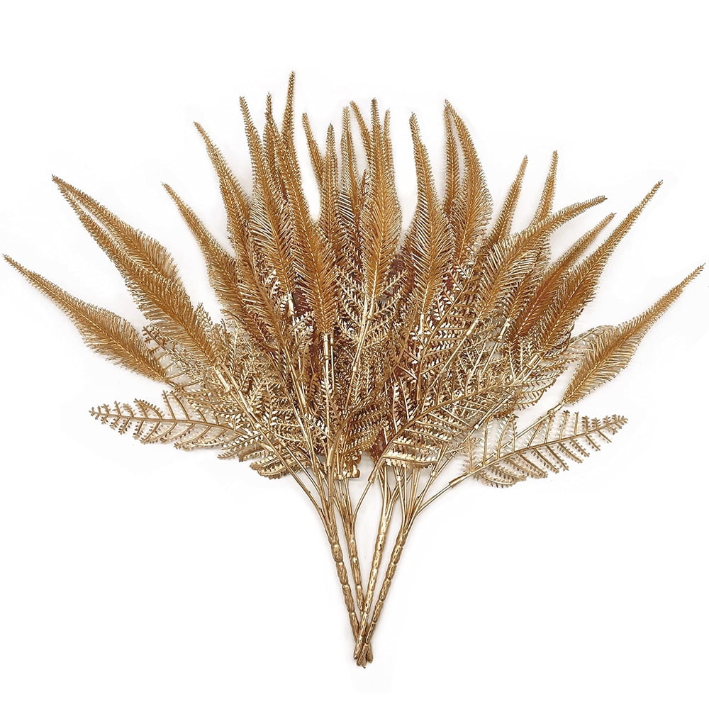 Faslmh 4PCS Artificial Gold Simulated Flowers, Simulated Plant Plastic