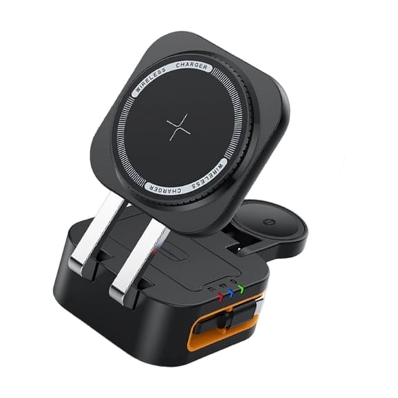 Fast 15W Wireless Chargers With Retractable Cable Supports Phone Watch And Earbuds Simultaneously Charging