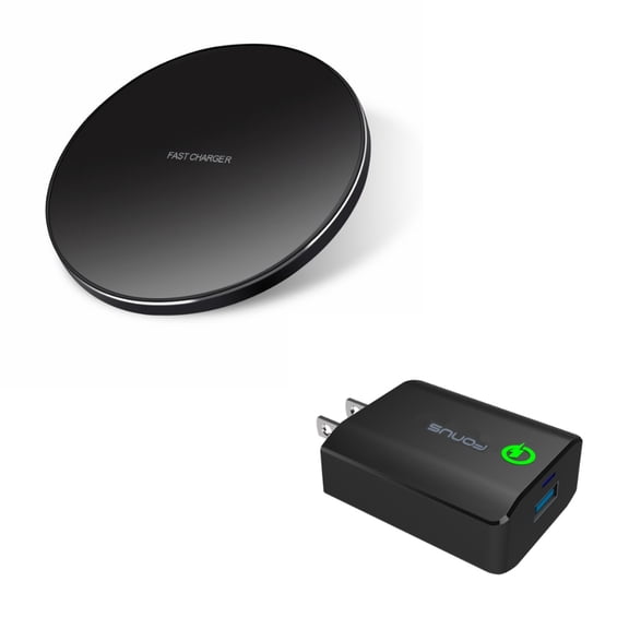 Fast 18W Home Charger w Fast Wireless Charger for OnePlus 9/Pro Phone - USB Port Power Adapter, 7.5W and 10W Charging Pad Slim V8V for OnePlus 9/Pro
