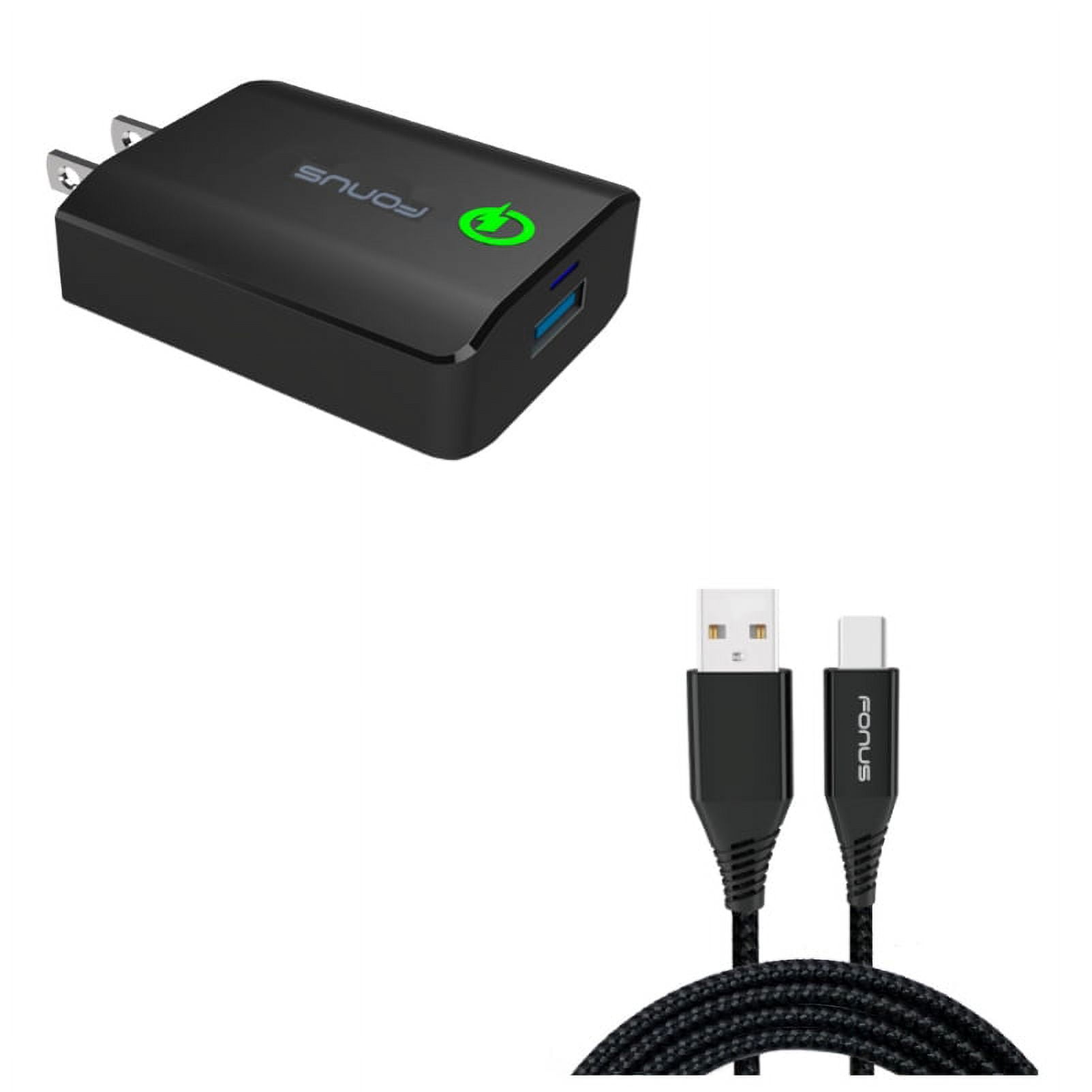 Fast 18W Home Charger w Type-C 10ft USB Cable G9J for Motorola One, Moto Z4 Z3 Play Z2 Play Z Play Droid Force Droid X4 G7 Power Play G6 - Nokia 3.1, 7.1, 8, Plus - OnePlus 5T, 6, 6T, 7 Pro