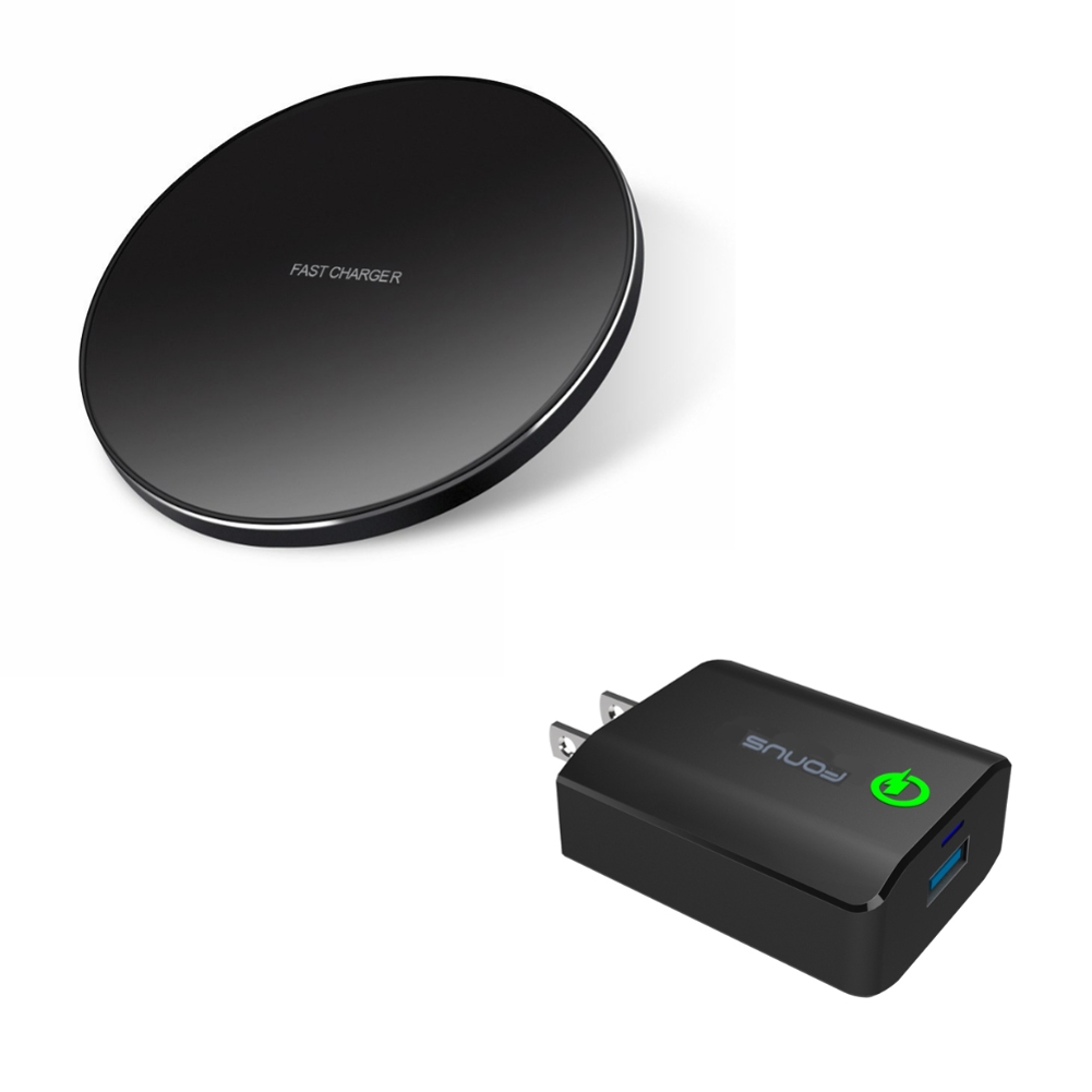 Fast 18W Home Charger w Fast Wireless Charger for iPhone SE (2022) - USB Port Power Adapter, 7.5W and 10W Charging Pad Slim W2W for iPhone SE (2022) (3rd Generation)