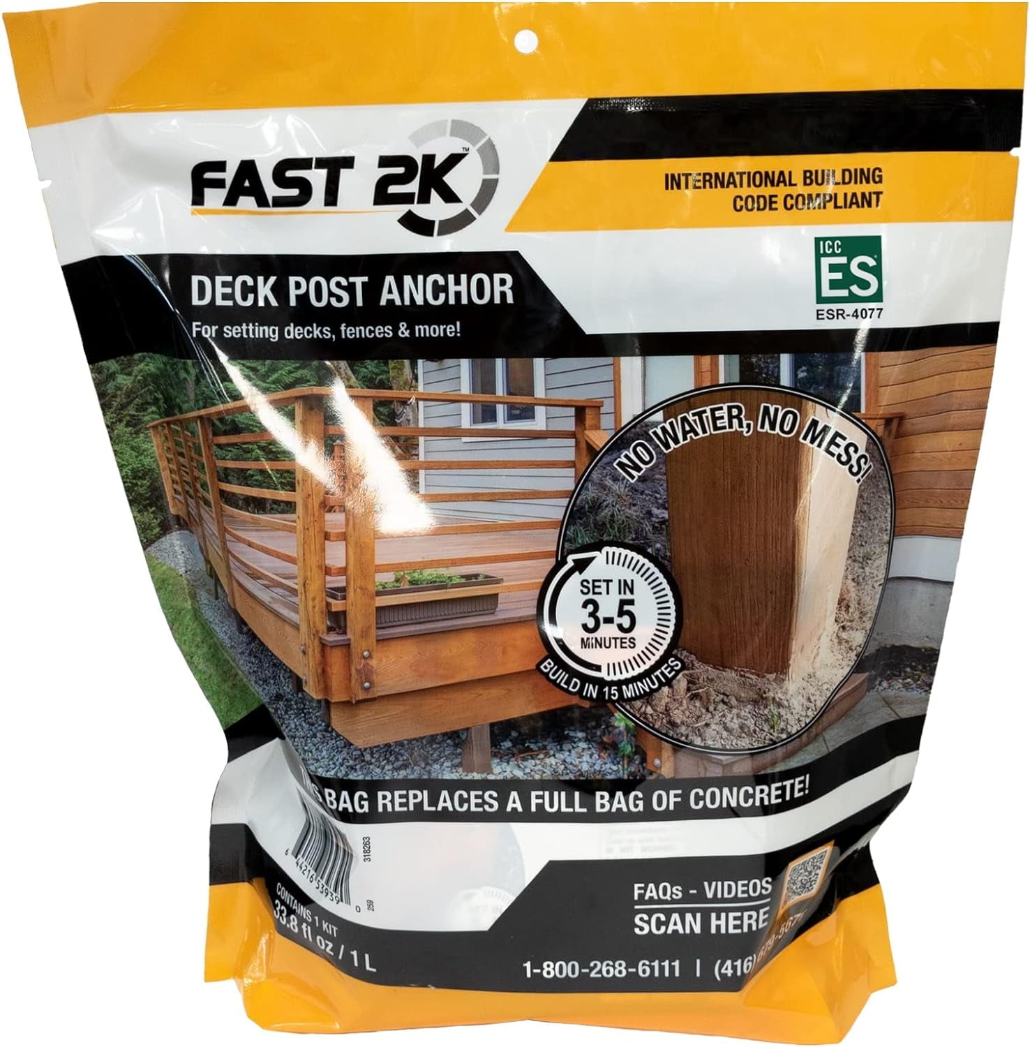 Fast 2K Deck Post Mix | Expanding Foam Concrete Alternative for Deck Post, Fence Post, Mailbox, & Playground Equipment Installs. Fast-Setting, Post Foam (1 Bag)