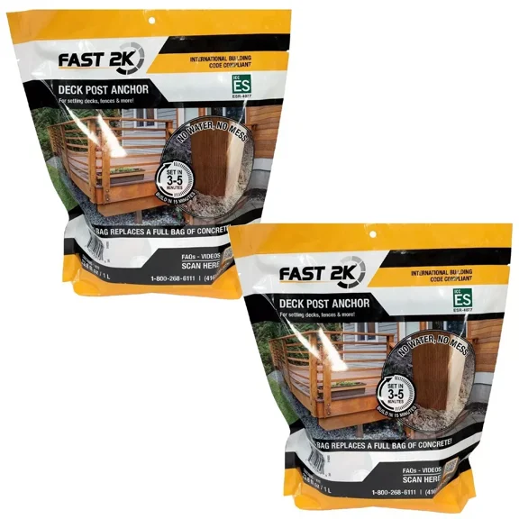 Fast 2K Deck Post Mix | Expanding Foam Concrete Alternative for Deck Post, Fence Post, Mailbox, & Playground Equipment Installs. Fast-Setting, Post Foam (2 Bags)