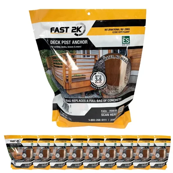 Fast 2K Deck Post Mix | Expanding Foam Concrete Alternative for Deck Post, Fence Post, Mailbox, & Playground Equipment Installs. Fast-Setting, Post Foam (10 Bags)