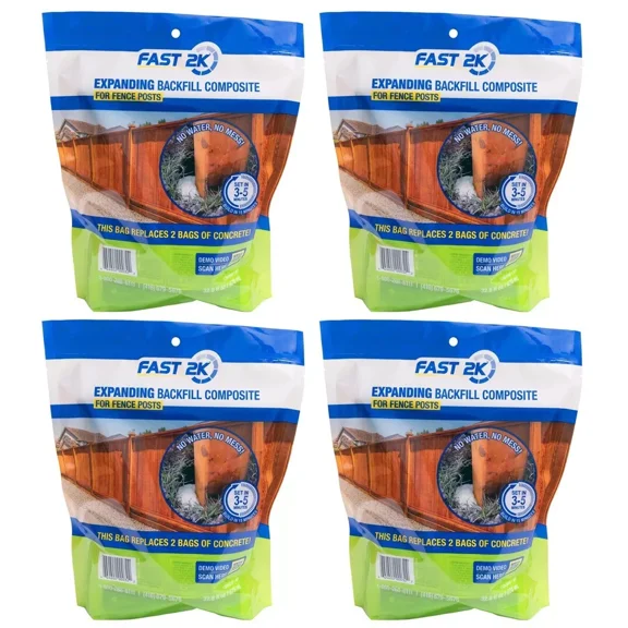 Fast 2K Fence Post Mix and Concrete Alternative and Replacement for Fence Post and Mail Post Installs. 32.8 oz Bag of Expanding Composite Footing Compound (4 Bags)